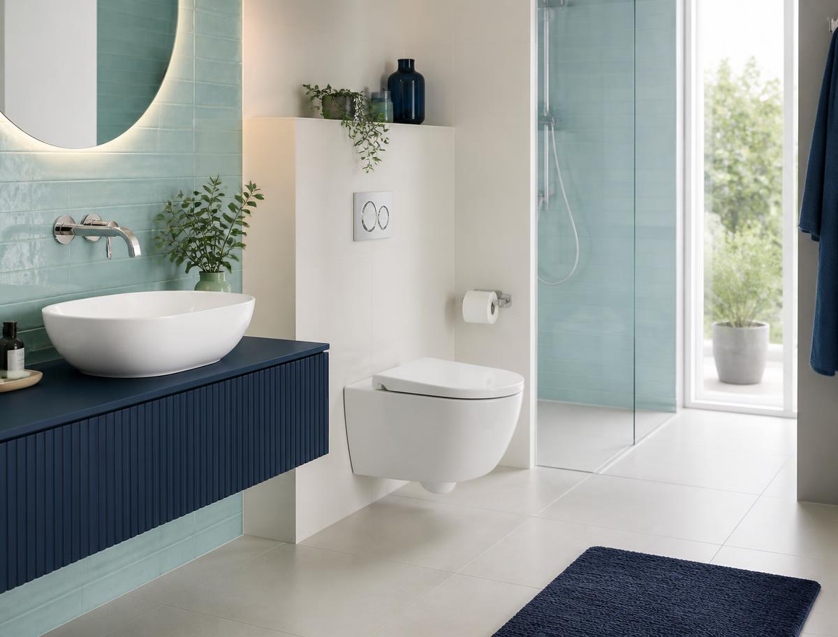 Baño moderno con grifería e inodoro instalados por un servicio de sanitaria en Montevideo